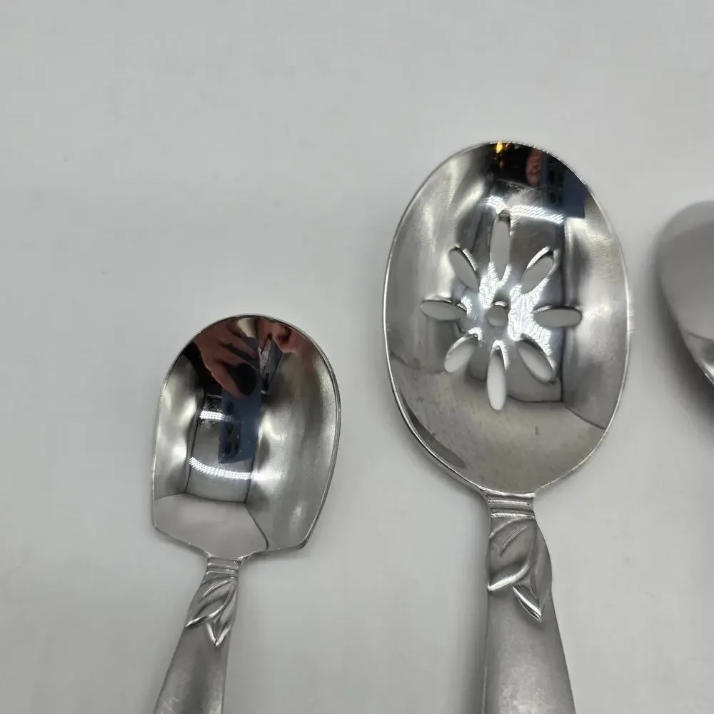 Pfaltzgraff Satin Laurel 5 PC Serving Utensils Sugar Spoon & Butter Knife 18/10